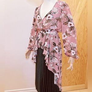 Pink floral long top by Evernew